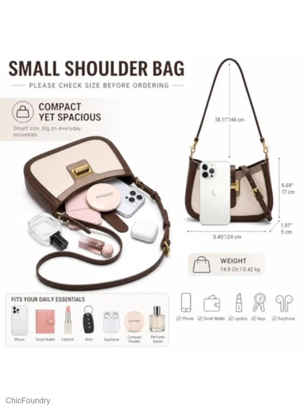 Vintage Two-Tone PU Leather Crossbody Bag with Adjustable Strap